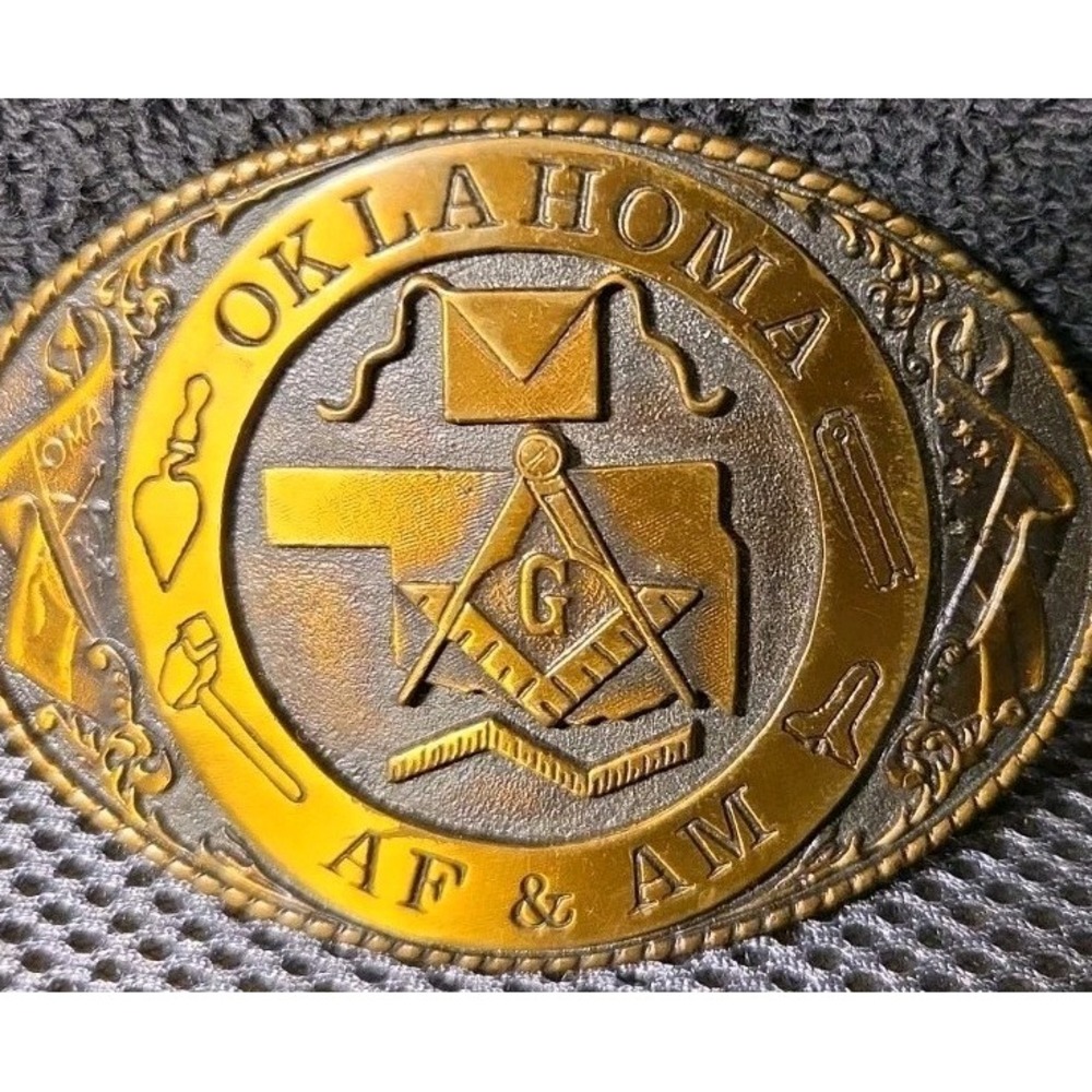 Creative Casting Belt Buckle Masonic Oklahoma AF&AM Collectors #119 - Picture 2 of 6
